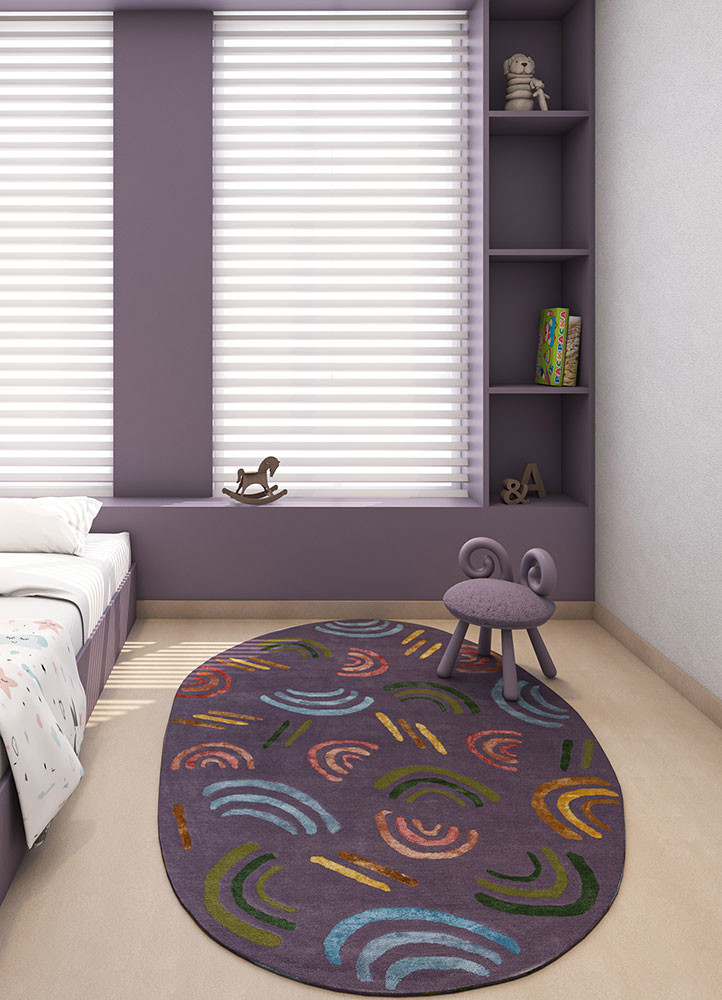 confetti pink and purple wool and viscose hand tuftedRug - Rander