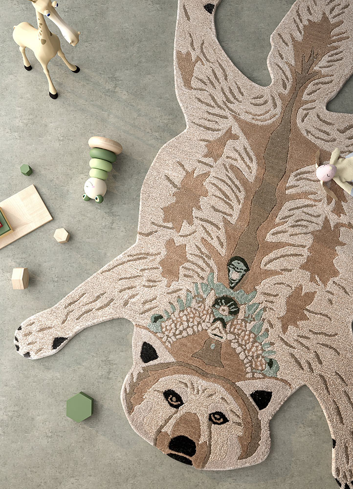 wild wanderlust beige and brown wool and viscose hand tuftedRug - Rander