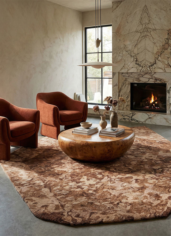 lucid red and orange wool and viscose hand tuftedRug - Rander