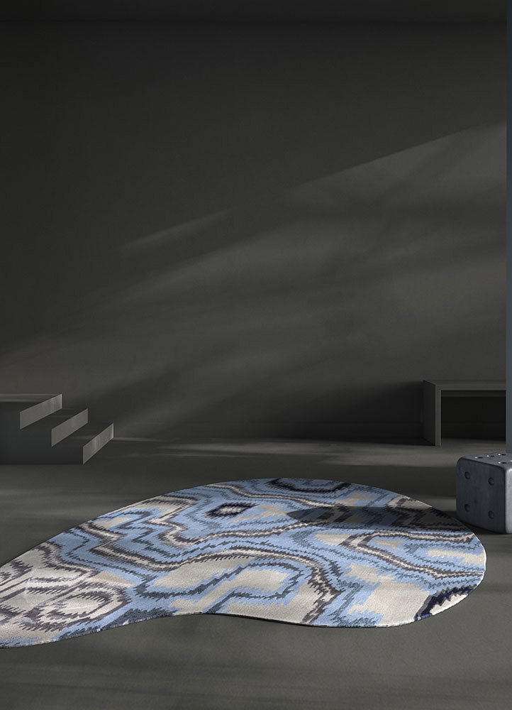 mythos blue wool and viscose hand tuftedRug - Rander