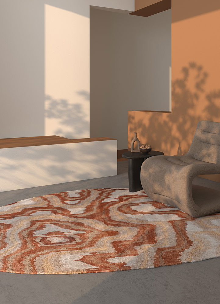 mythos red and orange wool and viscose hand tuftedRug - Rander