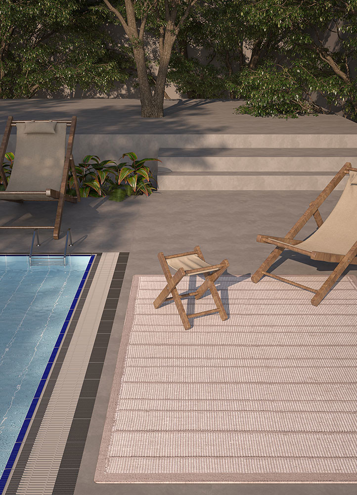 al fresco grey and black polyester flat weavesRug - Rander