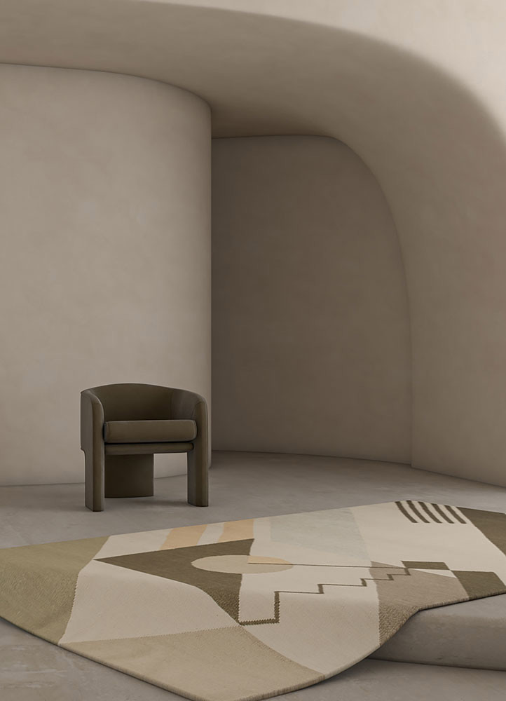 checkers ivory wool flat weavesRug - Rander