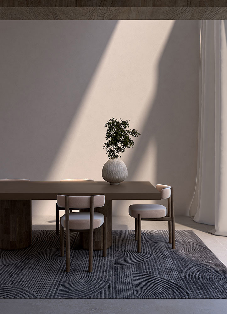 aprezo grey and black acrylic hand knottedRug - Rander