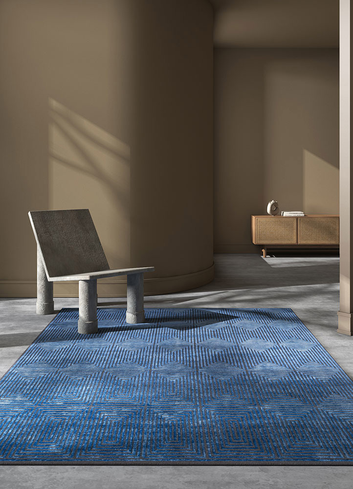 azalea beige and brown wool and silk hand knottedRug - Rander