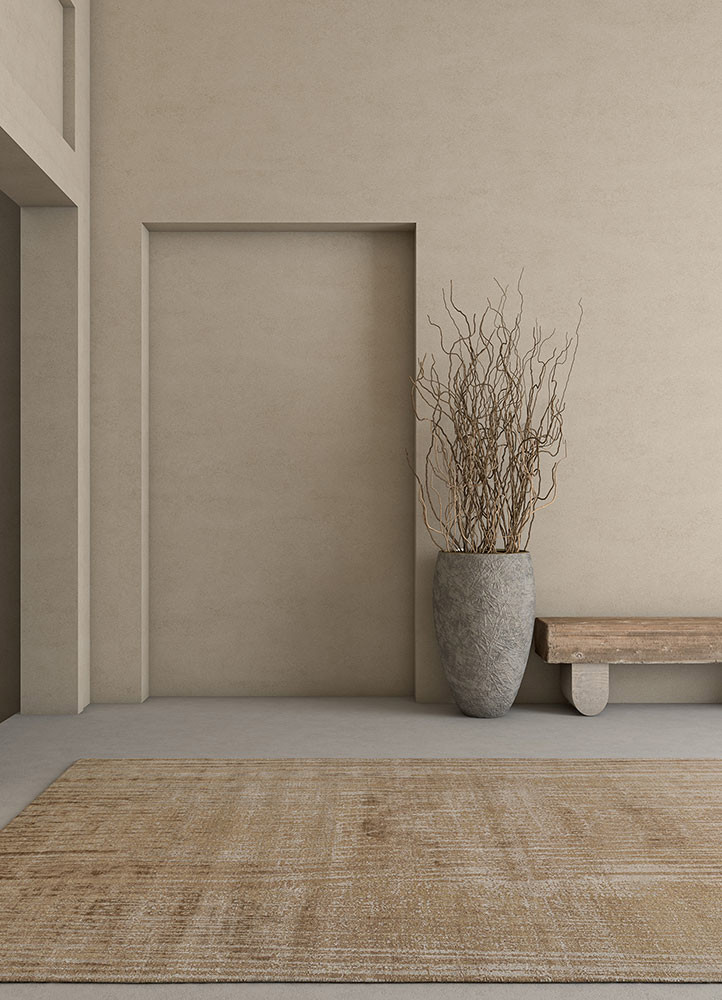 entropy ivory wool and bamboo silk hand knottedRug - Rander