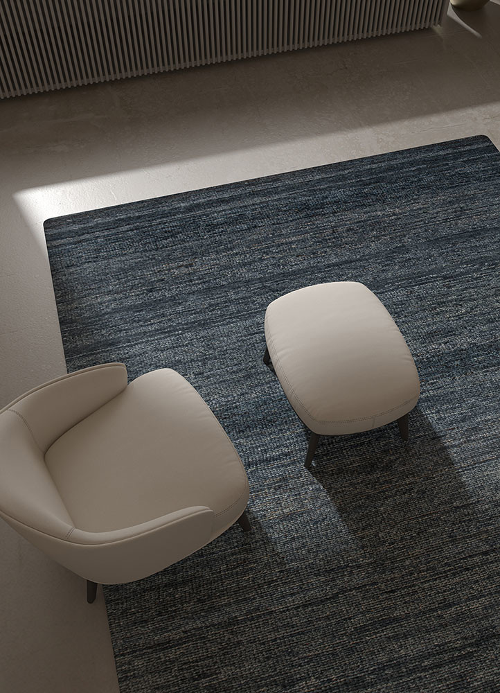 blythe blue afghan wool and jute hand knottedRug - Rander