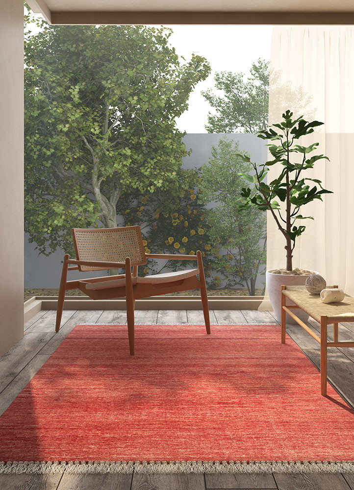 blythe red and orange afghan wool hand knottedRug - Rander