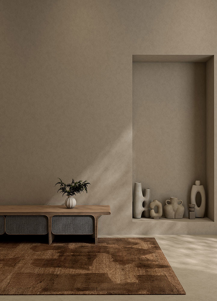 zuri beige and brown wool hand knottedRug - Rander