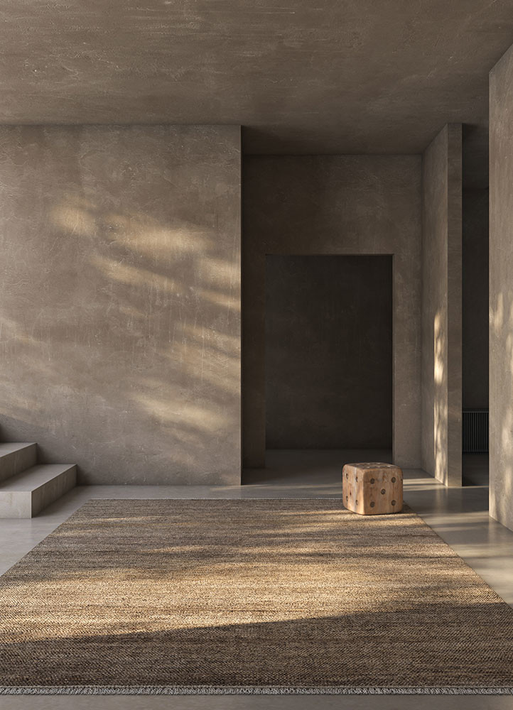 kairos grey and black wool and silk hand knottedRug - Rander