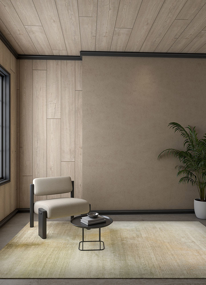 afterglow by kavi green wool and silk hand knottedRug - Rander