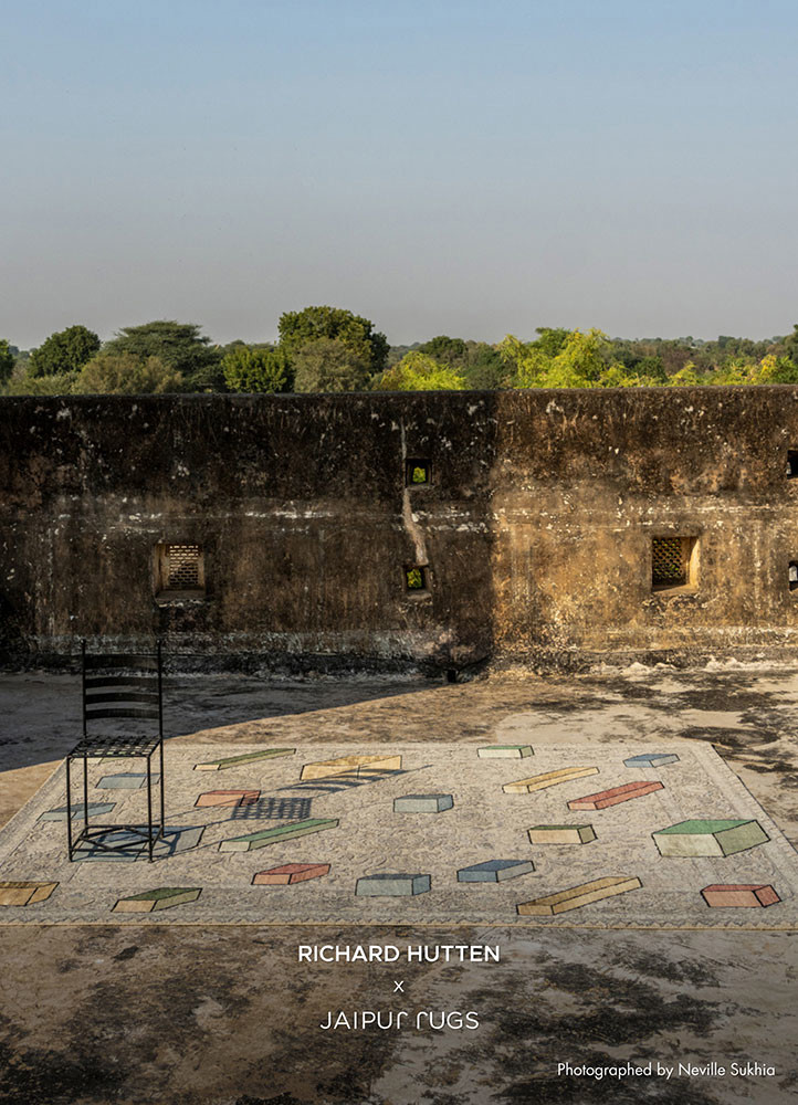 playing with tradition grey and black wool and silk hand knottedRug - Rander