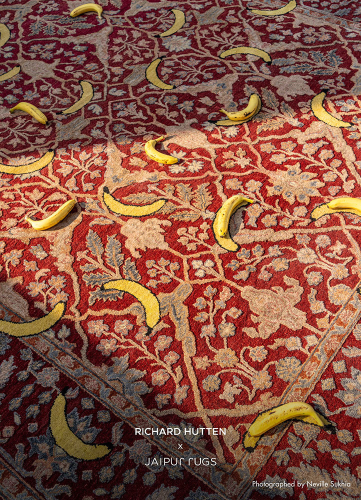 playing with tradition red and orange wool and silk hand knottedRug - Rander