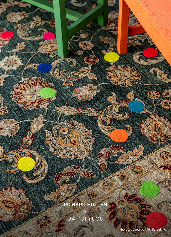 playing with tradition beige and brown wool and silk hand knottedRug - Rander