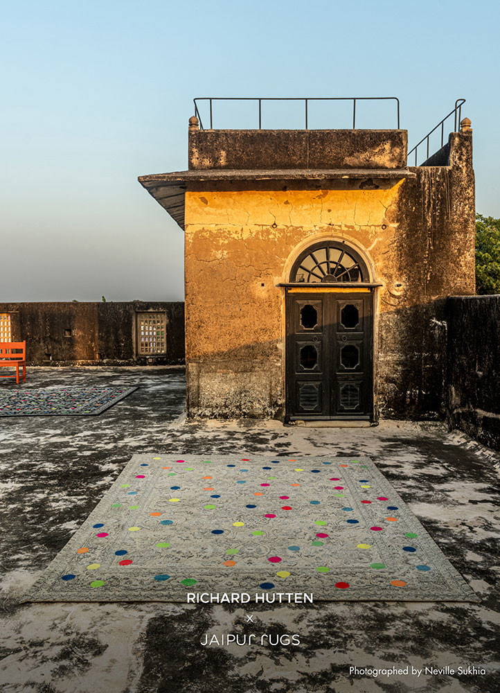 playing with tradition grey and black wool and silk hand knottedRug - Rander