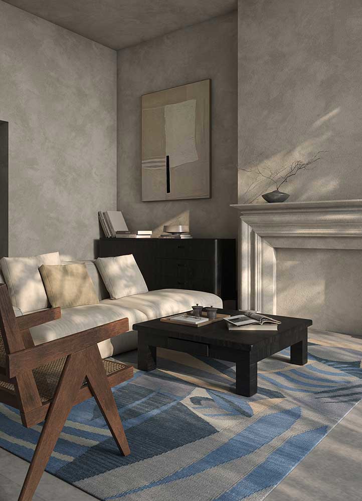 orenda blue wool flat weavesRug - Rander