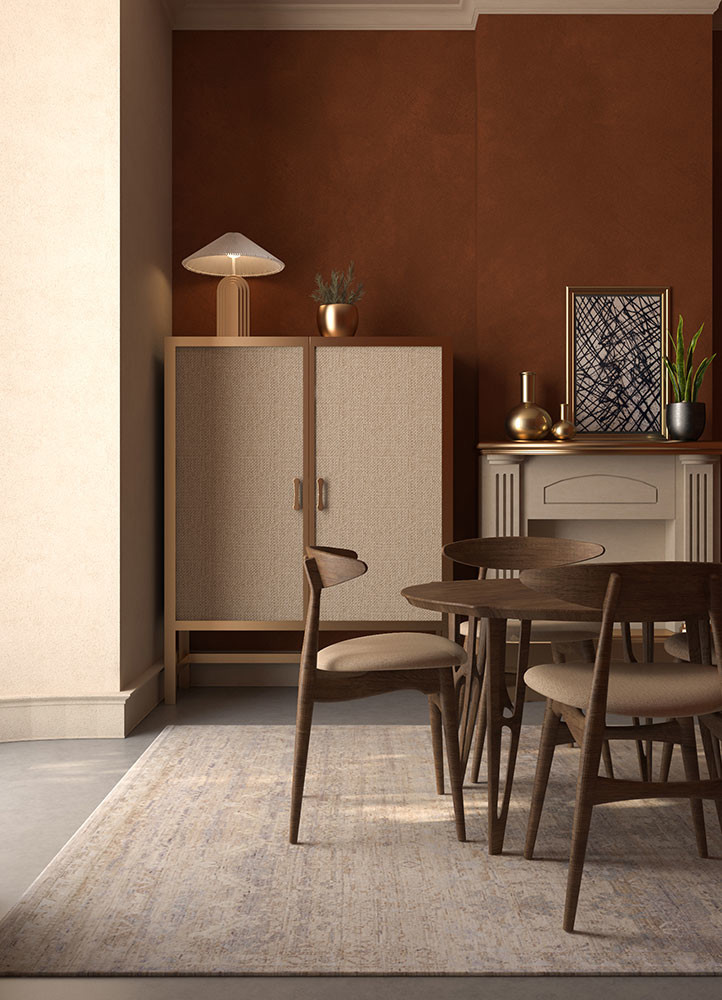 someplace in time beige and brown afghan wool hand knottedRug - Rander