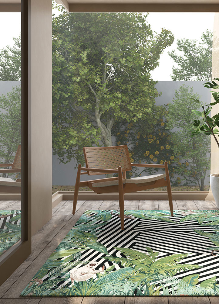 pansy grey and black wool hand knottedRug - Rander