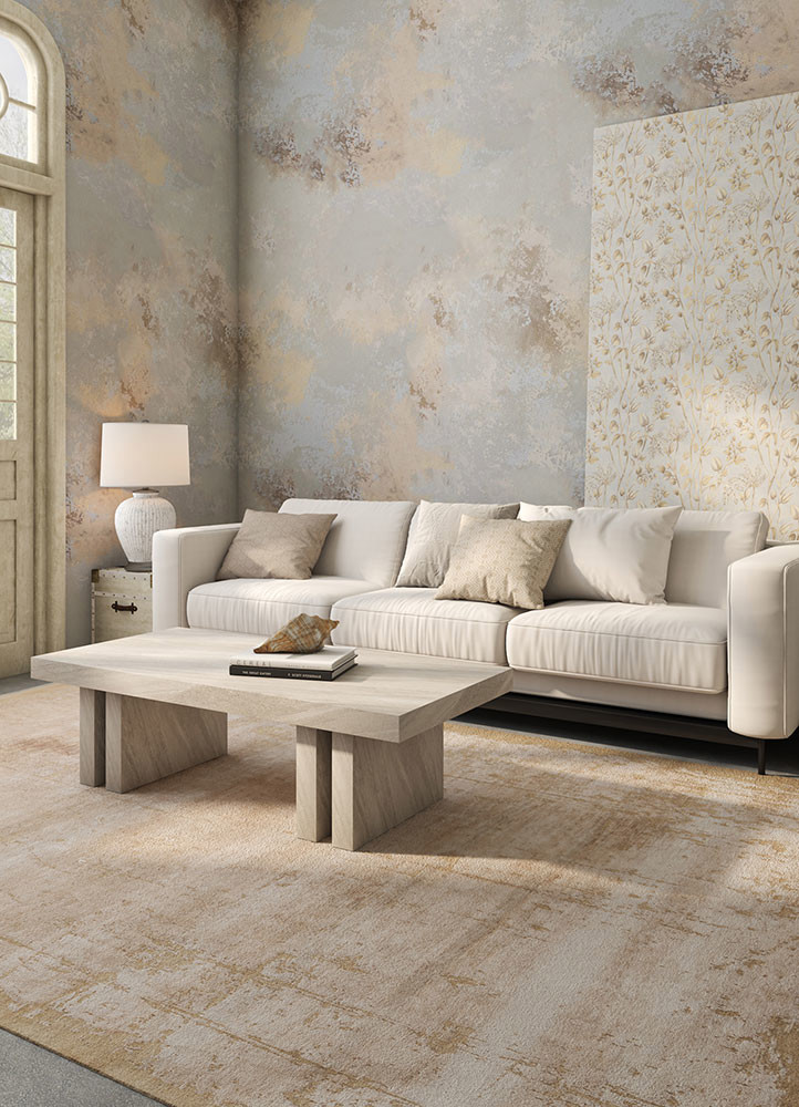 hidden by kavi ivory wool and bamboo silk hand knottedRug - Rander