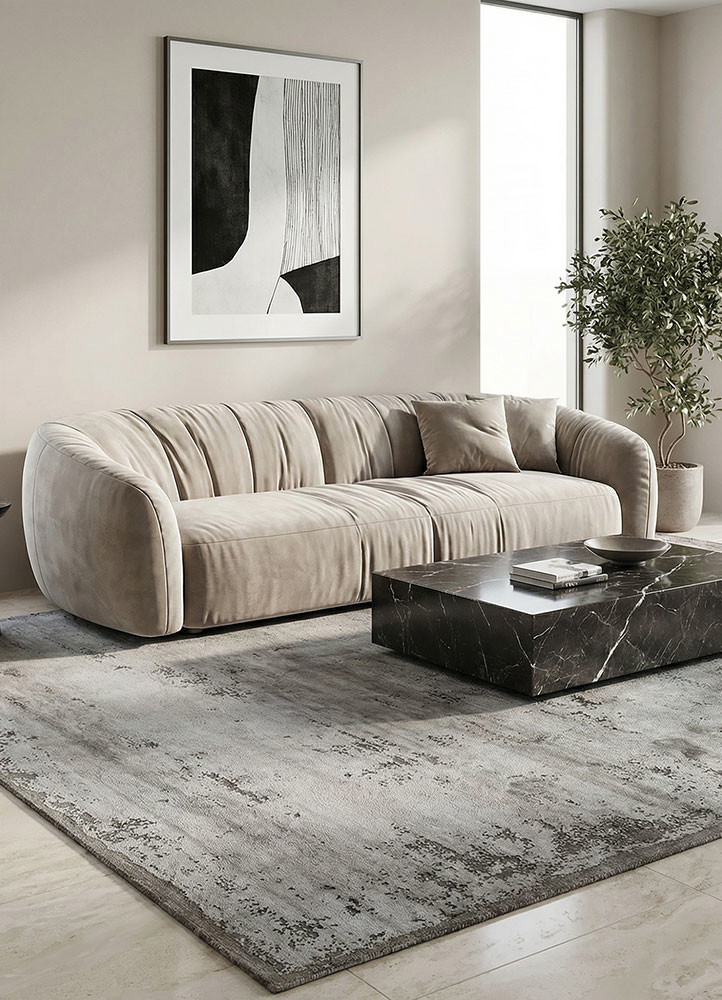 chaos theory by kavi beige and brown wool and bamboo silk hand knottedRug - Rander