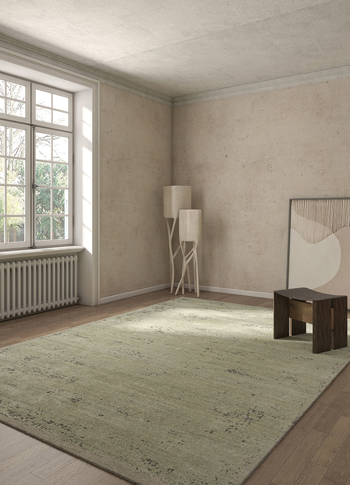 chaos theory by kavi green wool and bamboo silk hand knottedRug - Rander