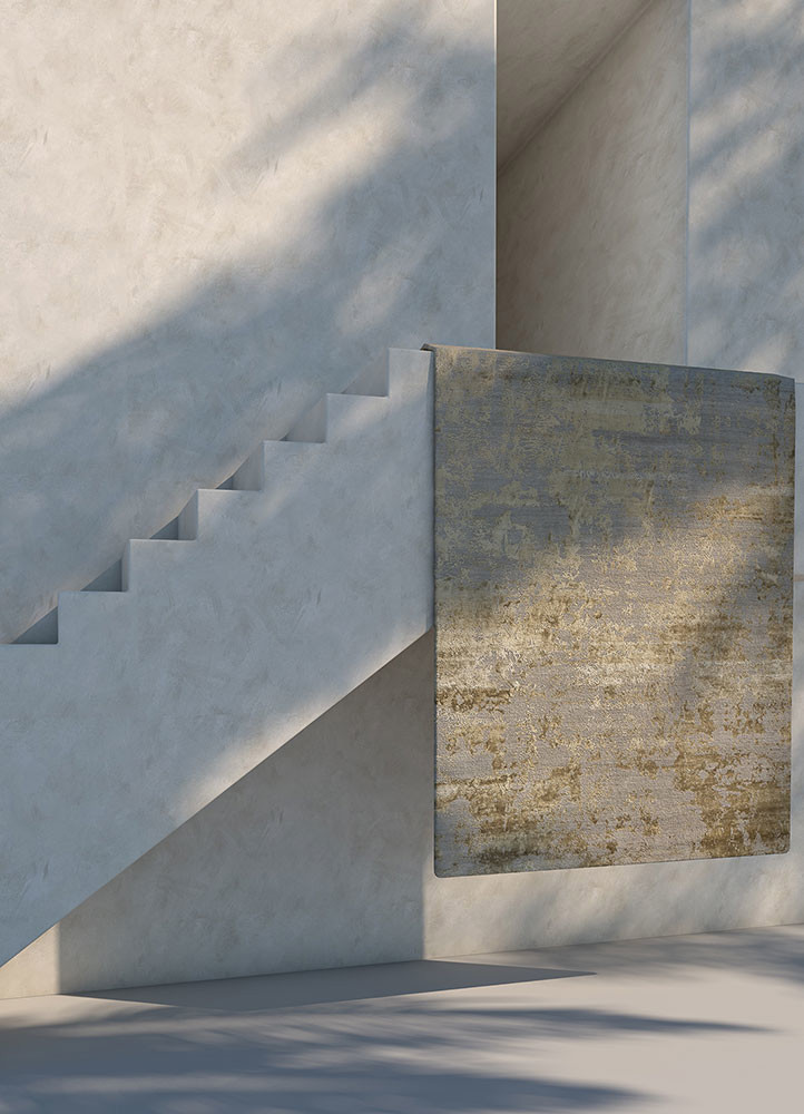 project error by kavi beige and brown wool and bamboo silk hand knottedRug - Rander