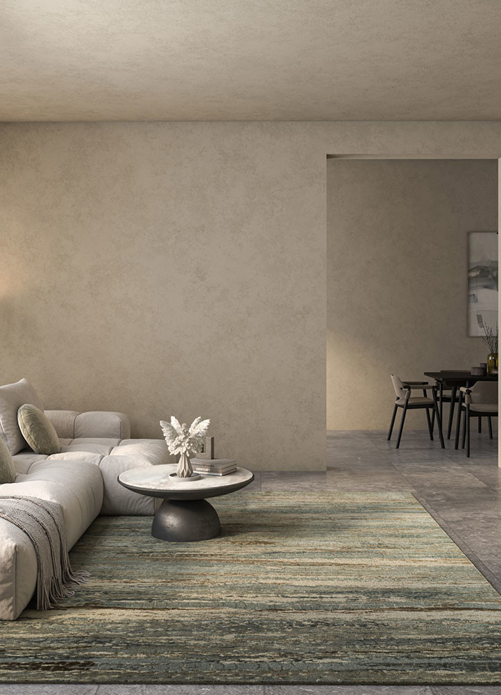 chaos theory by kavi grey and black wool and bamboo silk hand knottedRug - Rander