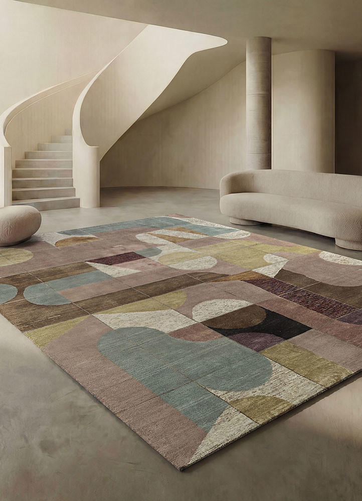 aakar by kavi red and orange wool and bamboo silk hand knottedRug - Rander