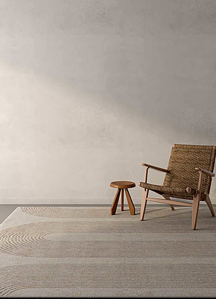 aakar by kavi ivory wool and bamboo silk hand knottedRug - Rander