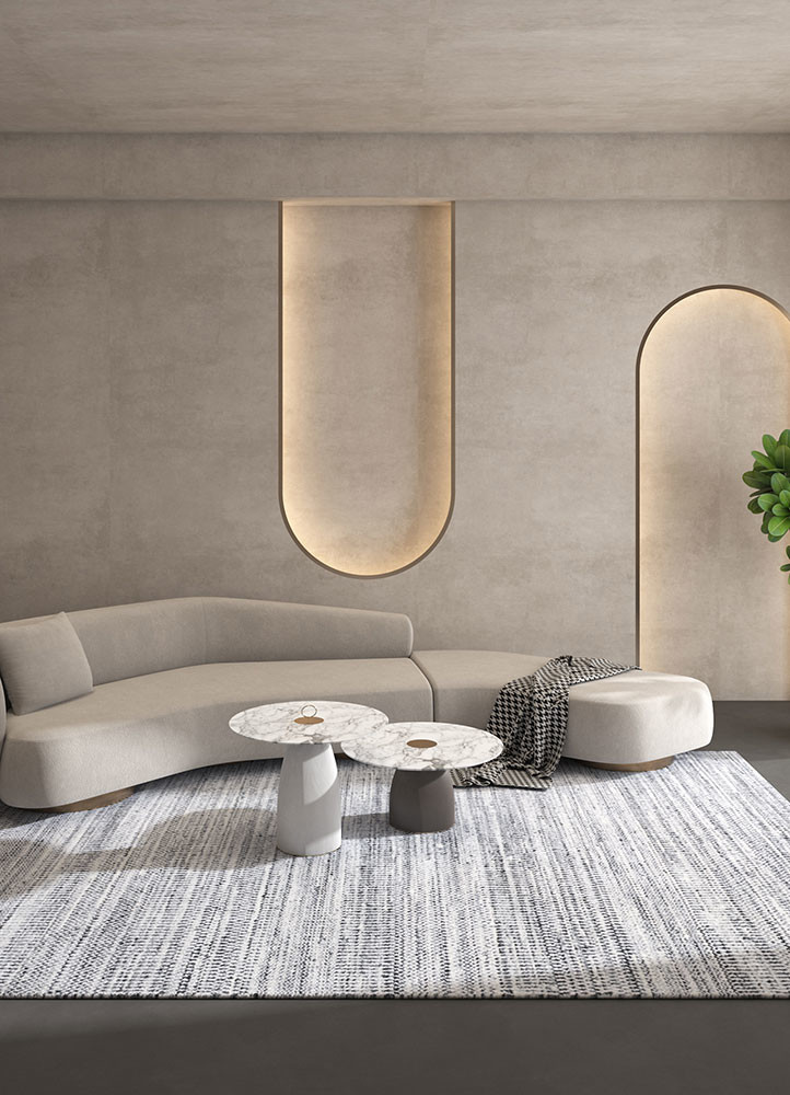 konstrukt beige and brown wool and bamboo silk hand loomRug - Rander