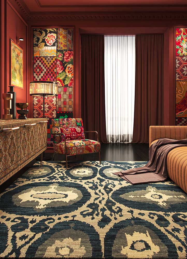 savana grey and black wool hand knottedRug - Rander