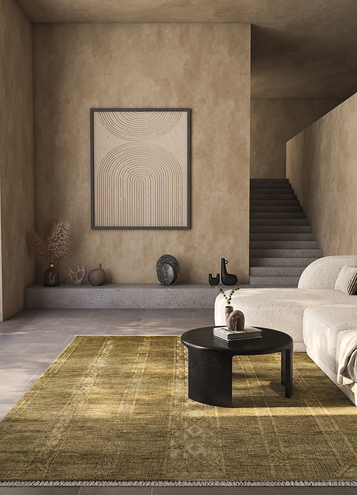 thyme green wool hand knottedRug - Rander