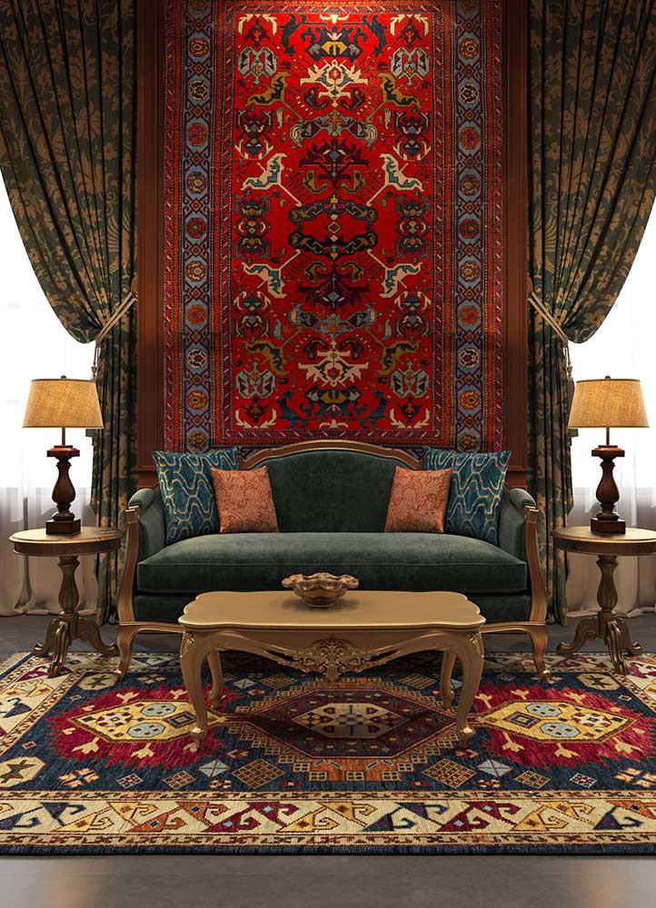 savana blue wool hand knottedRug - Rander