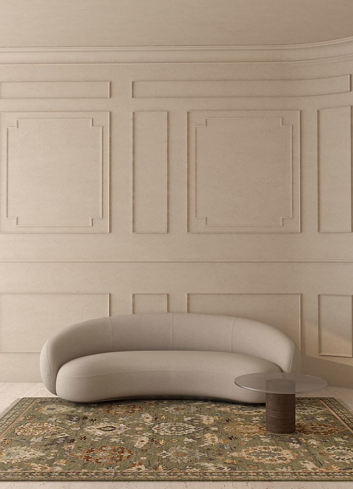 savana green wool hand knottedRug - Rander