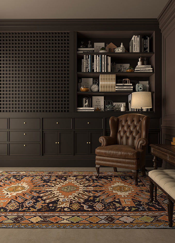 kiaan blue wool and silk hand knottedRug - Rander