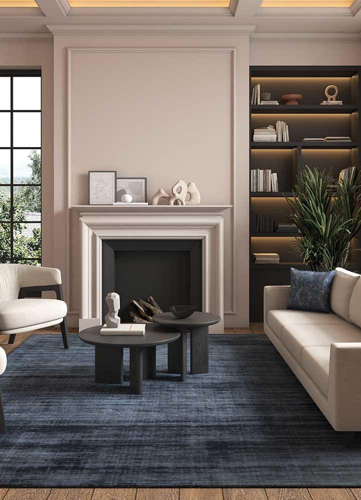 basis blue viscose hand loomRug - Rander