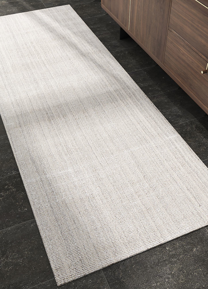 basis ivory wool and viscose hand loomRug - Rander