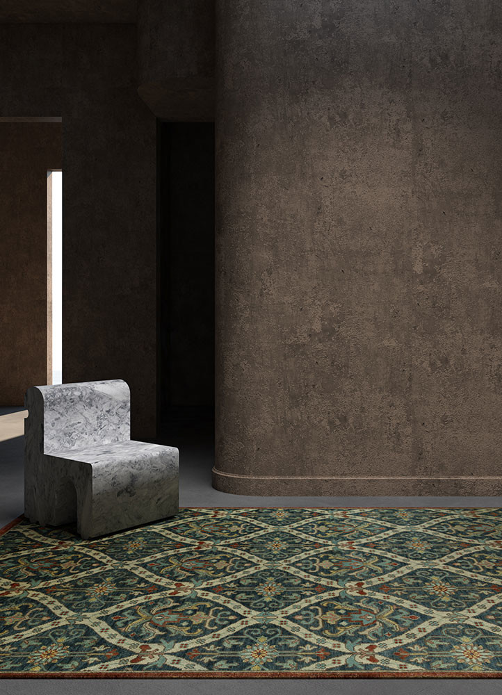 pansy blue wool hand knottedRug - Rander