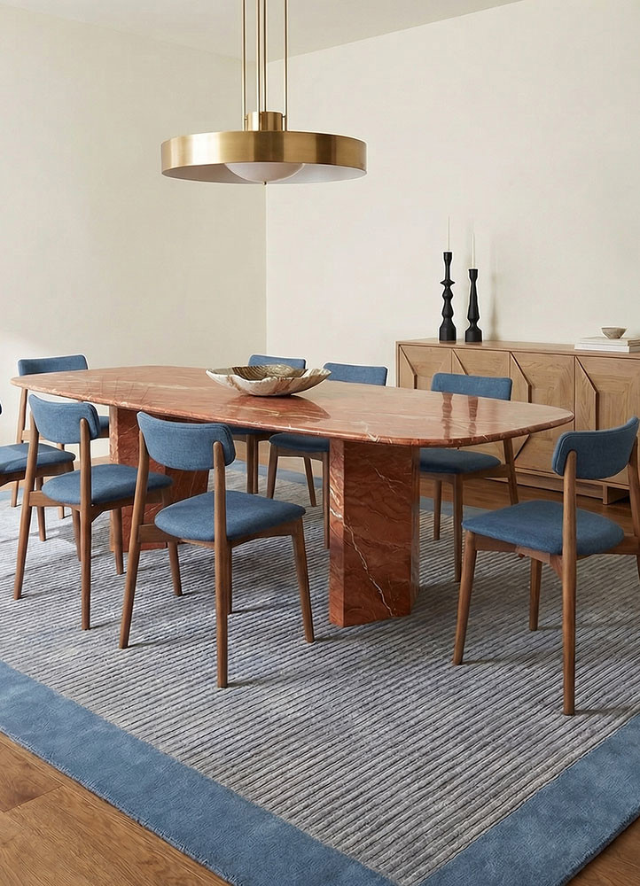 cera blue wool and viscose hand tuftedRug - Rander