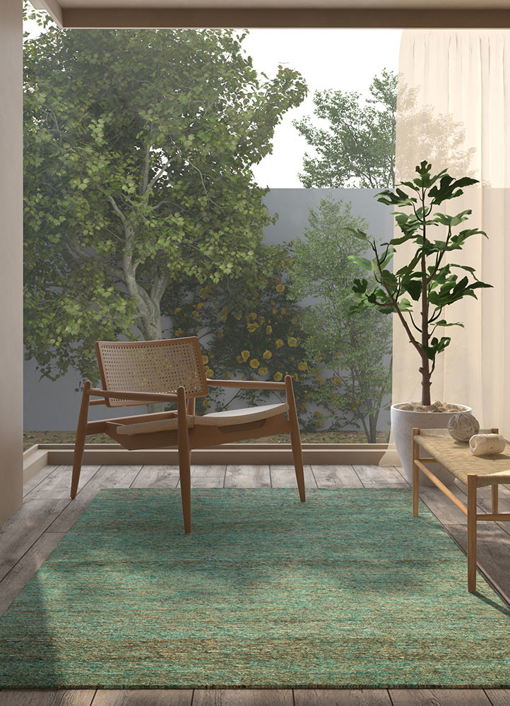 hula blue jute and hemp hand knottedRug - Rander