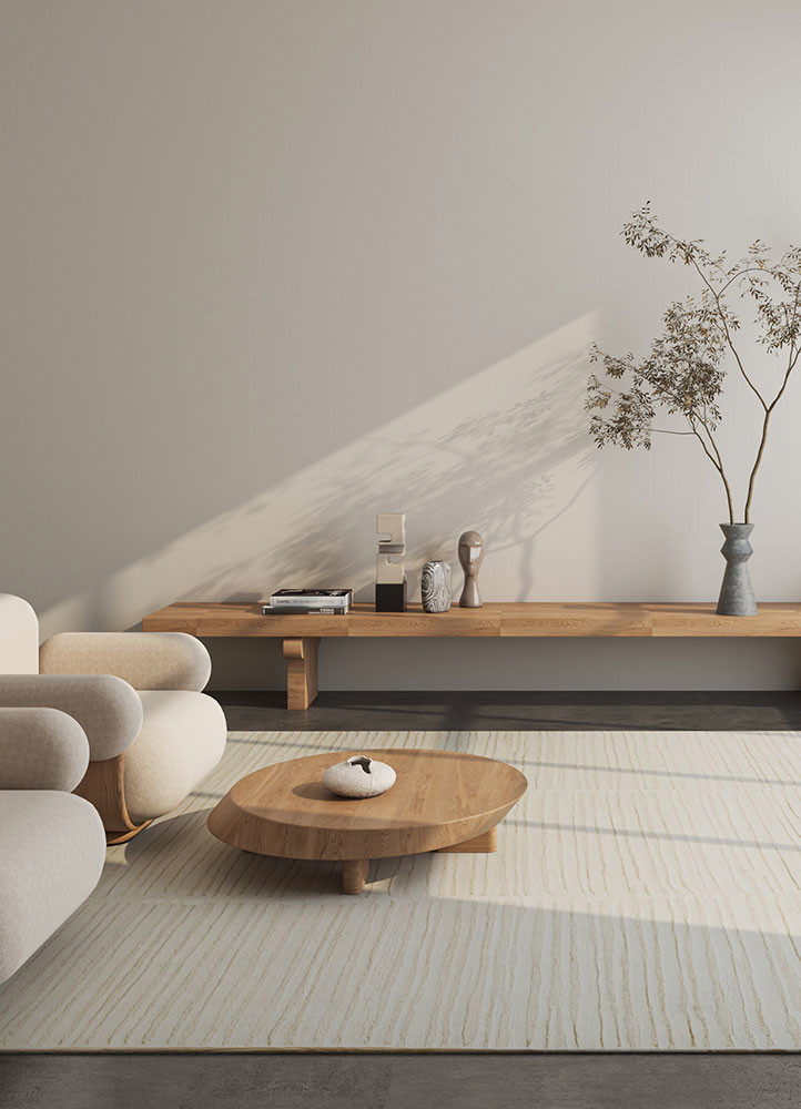 zuri ivory wool hand knottedRug - Rander