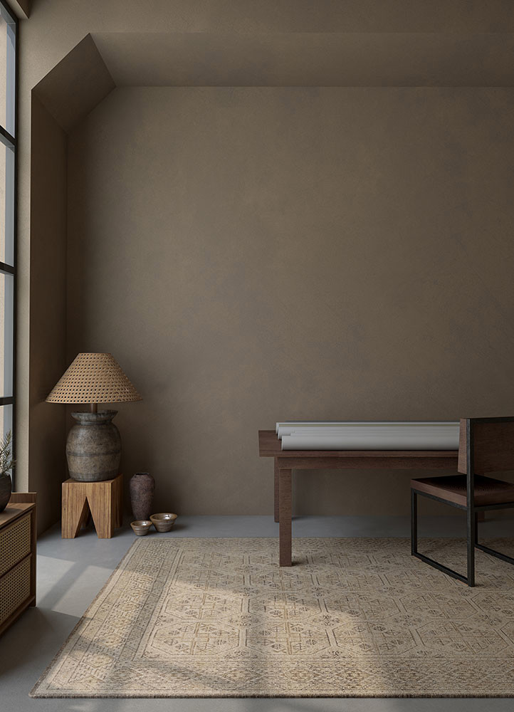 erbe beige and brown wool hand knottedRug - Rander