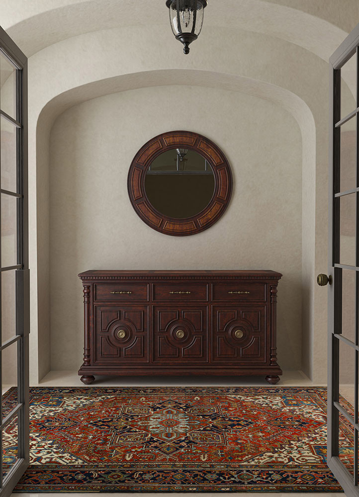 aalam red and orange wool hand knottedRug - Rander