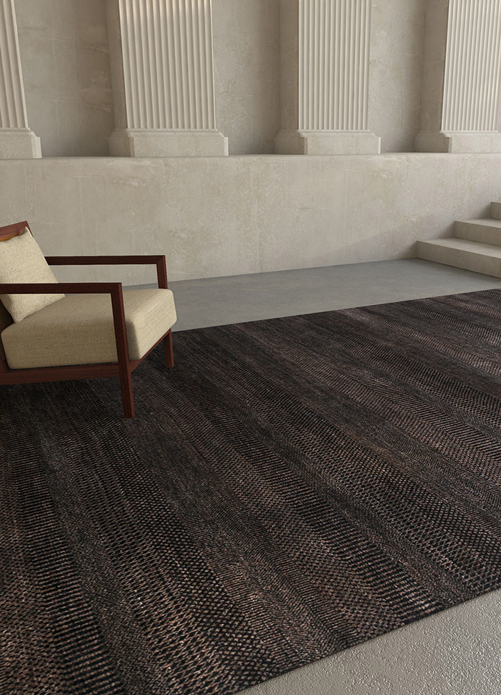 kairos beige and brown wool and viscose hand knottedRug - Rander