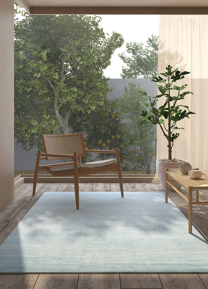 kairos blue wool and viscose hand knottedRug - Rander