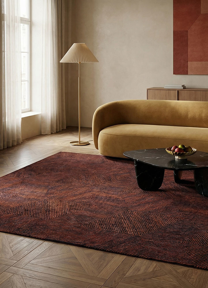 pathways red and orange wool hand tuftedRug - Rander