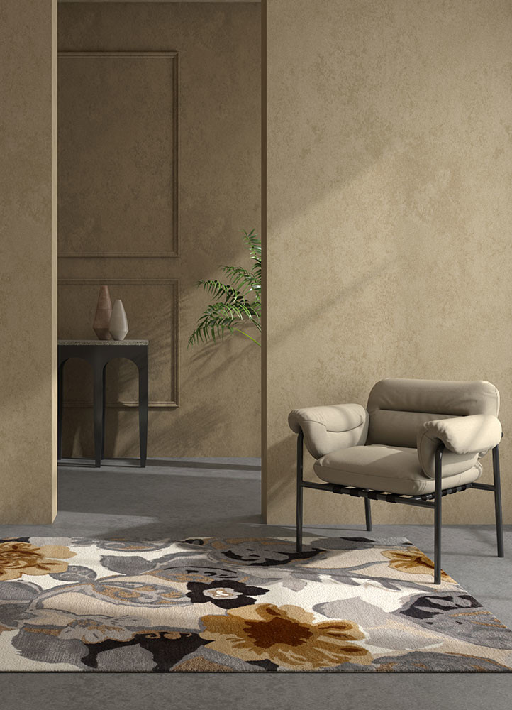 hacienda beige and brown wool and viscose hand tuftedRug - Rander