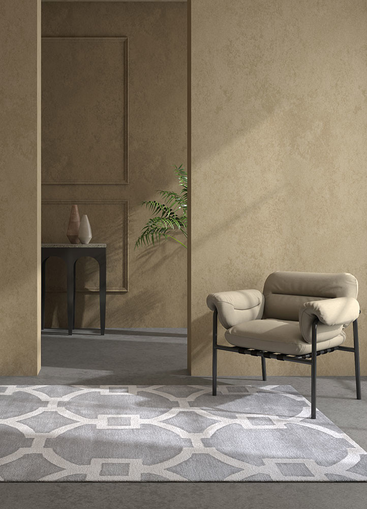 contour grey and black wool and viscose hand tuftedRug - Rander