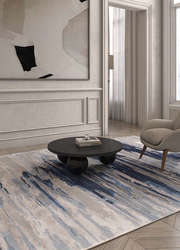 genesis grey and black wool and viscose hand tuftedRug - Rander