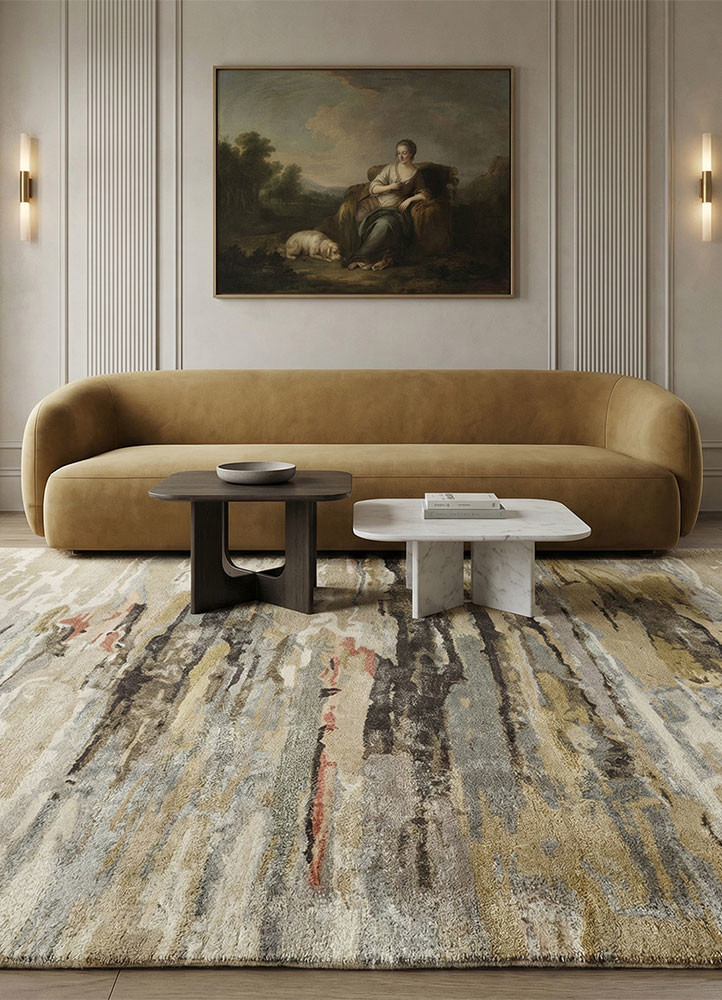 genesis beige and brown wool and viscose hand tuftedRug - Rander